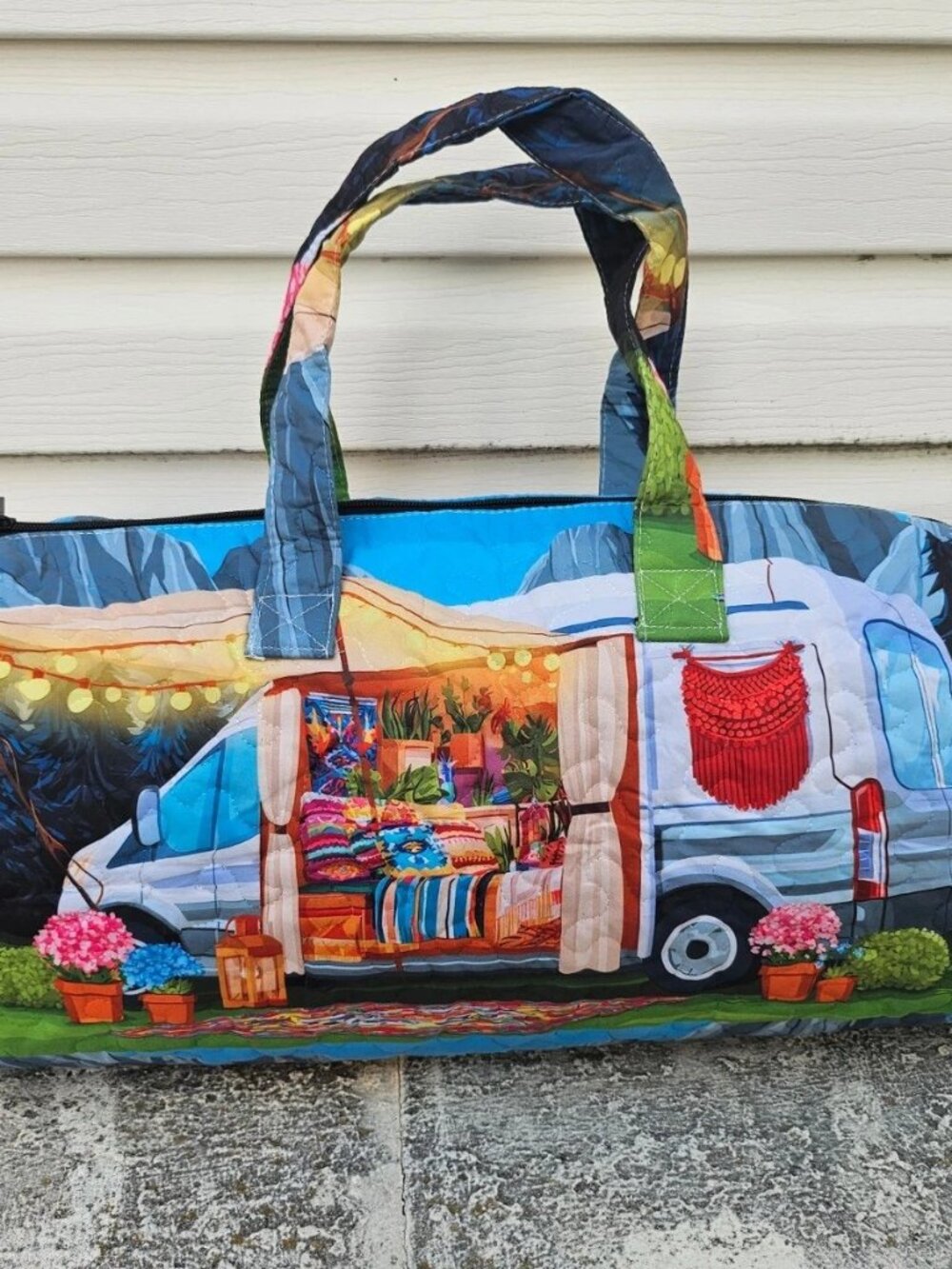 Women Bag Cozy Camper Van Duffle BagLarge Capacity Fabric Tote Travel Bag
